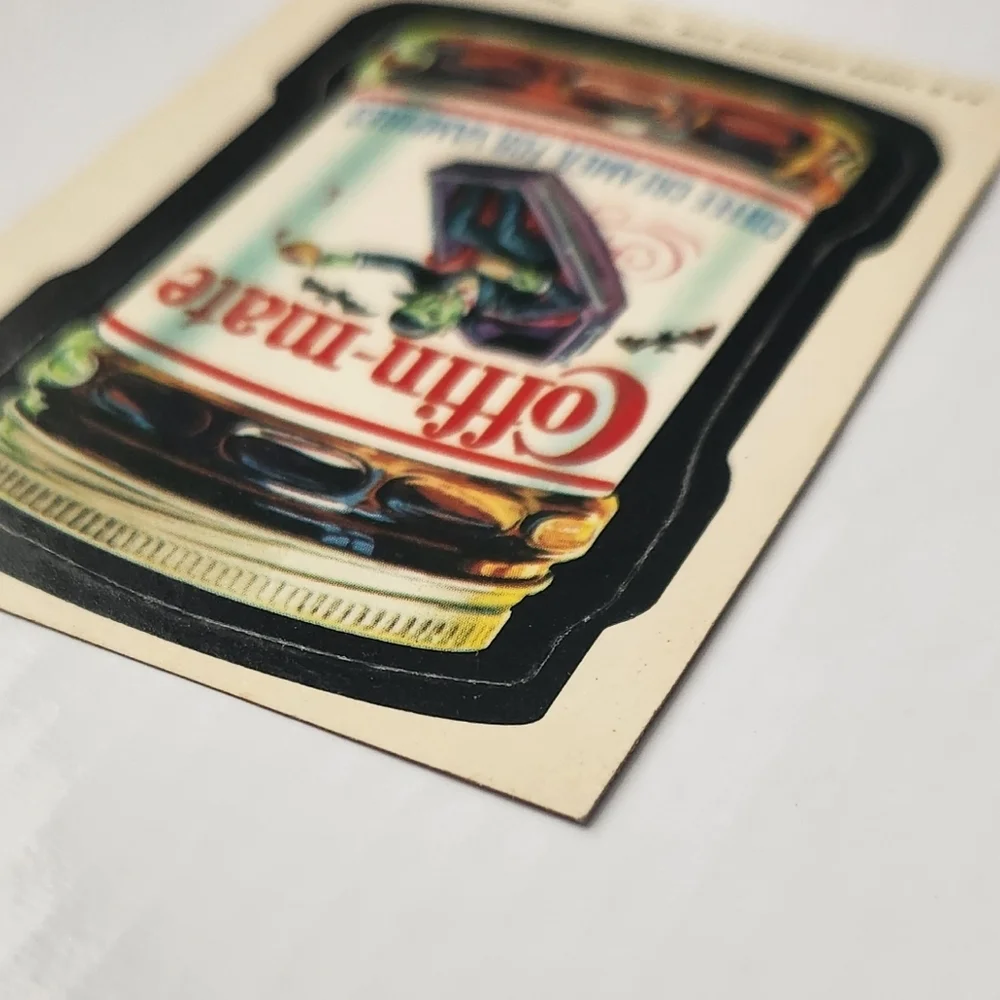 🧛RARE Tan Back Vintage 1973 Wacky Packages - Coffin-mate Sticker (Topps) 🧛‍♂️☕